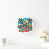 Horloge Ronde San Diego California Skyline–Modern Cityscape Art (Maison)