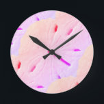 Horloge Ronde Sand dollar Beach Pink Purple ombre Art Abstract<br><div class="desc">Designed with image of sand dollar patterns in colorful,  artistic background,  this is perfect for beach house decor christmas,  holiday toxits !</div>