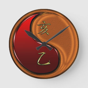 Horloge Ronde Sanglier de bois