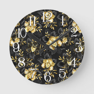 Horloge Ronde Sans couture avec orchidées de bijoux