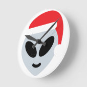 Horloge Ronde santa claus alien emoji (Angle)
