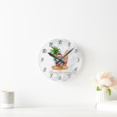 Horloge Ronde Santa Claus cool, Palm Tree, Beach Bokeh (Maison)