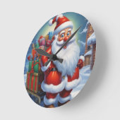Horloge Ronde Santa Clause Joyeux Noël Bonne année (Angle)