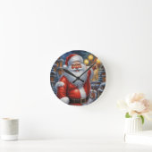 Horloge Ronde Santa Clause Joyeux Noël Bonne année (Maison)