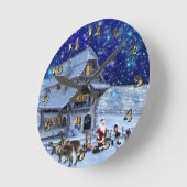 Horloge Ronde Santa Rudolph Elf with Sled (Angle)