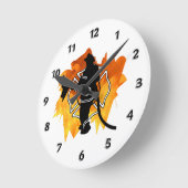 Horloge Ronde Sapeur-pompier en flammes (Angle)