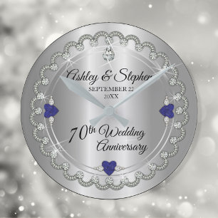 Horloge Ronde Sapphire Jubilee Diamonds 70e anniversaire Mariage