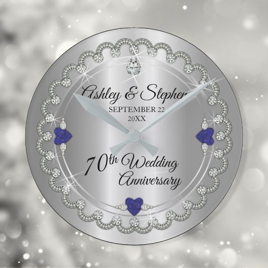 Horloge Ronde Sapphire Jubilee Diamonds 70e anniversaire Mariage