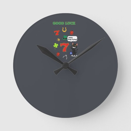 Horloge Ronde Sarcastic black cat  and Lucky charms (Recto)