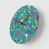 Horloge Ronde sarcelle d'hiver de motif de bande dessinée (Angle)