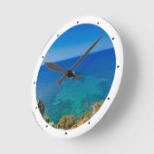 Horloge Ronde Sardaigne bleu mer et ciel avec épuration méditerr (Angle)