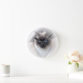 Horloge Ronde Sat siamé aux yeux bleus (Maison)