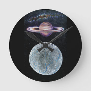 Horloge Ronde Saturne et Enceladus