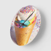 Horloge Ronde Saupoudrer de cônes de crème glacée (Angle)