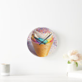 Horloge Ronde Saupoudrer de cônes de crème glacée (Maison)