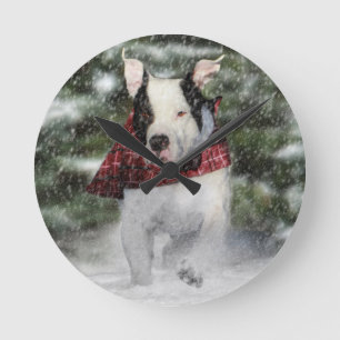 Horloge Ronde Sauvetage de Bulldog Puppy se précipitant dans la