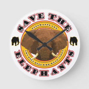 Horloge Ronde Sauvez les éléphants