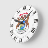 Horloge Ronde Sceau de l'État du Michigan (Angle)