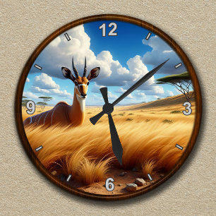 Horloge Ronde Scène de faune personnalisable avec antilope