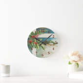 Horloge Ronde Scène de Noël Hiver de neige blanche (Maison)