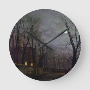 Horloge Ronde Scène éclairée par la lune de rue, 1882 (huile 