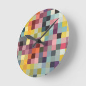 Horloge Ronde Schaakbord, gekleurde vlakken patroon. Pixels (Angle)