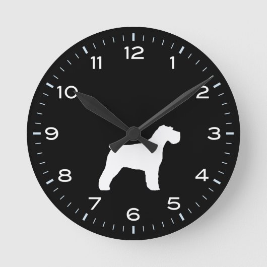 Horloge Ronde Schnauzer Chien Silhouette Noir et Blanc (Recto)