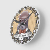 Horloge Ronde Schnauzer portant des lunettes (Angle)