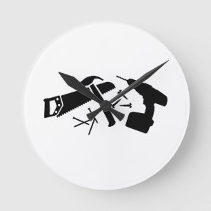 Horloge Ronde Scie de clous de marteau de tournevis