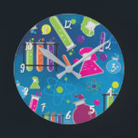 Horloge Ronde Science de chimie amusante et colorée Bureau perso<br><div class="desc">Personnaliser avec n'importe quel texte.</div>