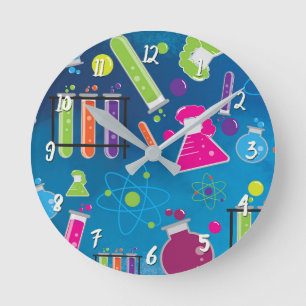 Horloge Ronde Science de chimie amusante et colorée pour bureau