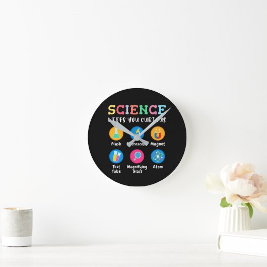 Horloge Ronde Science keeps you curious (Maison)