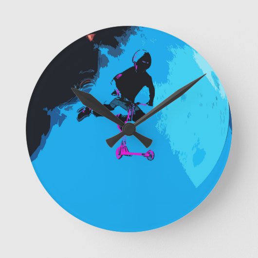 Horloge Ronde Scootering spatial - Stunt Scooter Boy (Recto)