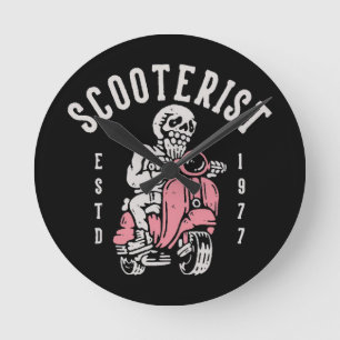 Horloge Ronde scooteriste votre slogan ici