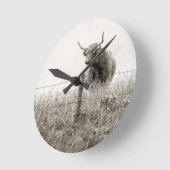 Horloge Ronde Scottish cow photograph (Angle)