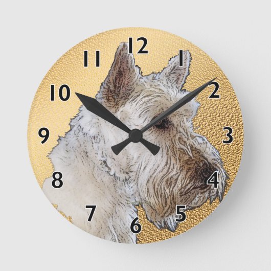 Horloge Ronde Scottish Terrier Art (Recto)