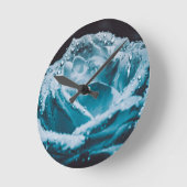 Horloge Ronde Se Déverse Sur Un Rose Zen Bleu. (Angle)