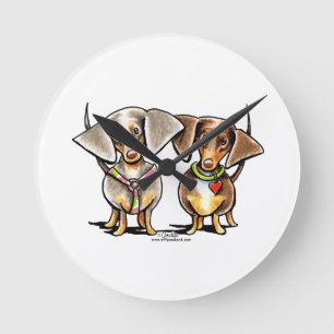 Horloge Ronde Se précipiter les teckels tachetés