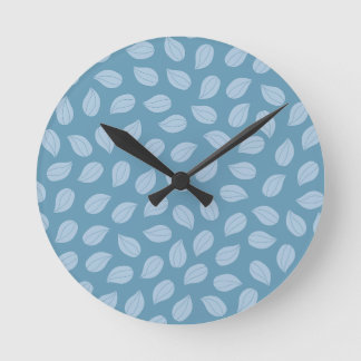 Horloge Ronde Seamless Soft Blue Leaf Pattern