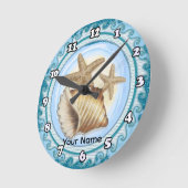 Horloge Ronde Seashell and Starfish (Angle)