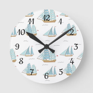 Horloge Ronde Seatime été Cute yachts avec voile