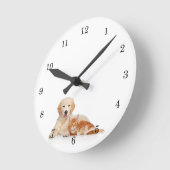 Horloge Ronde Secourir Golden Retriever Puppy et Kitten (Angle)