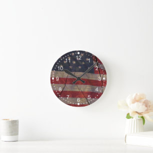 Horloge Ronde Segment du drapeau américain patriotique au-dessu