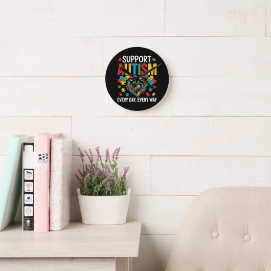 Horloge Ronde Sensibilisation à l'autisme (Salle de lecture)