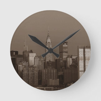 Horloge Ronde Sepia New York