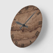 Horloge Ronde Sepia noir brun tan Granite pierre (Angle)