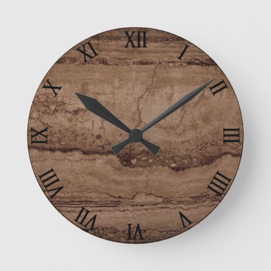 Horloge Ronde Sepia noir brun tan Granite pierre (Recto)