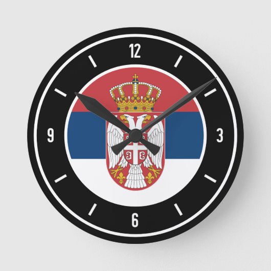 Horloge Ronde Serbia Flag Elegant (Recto)
