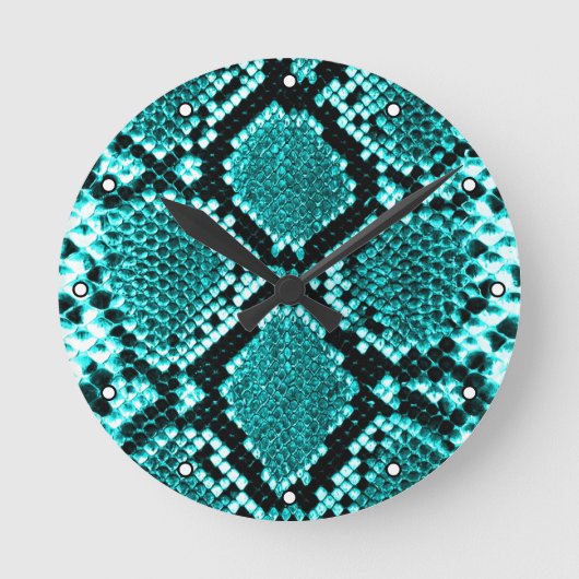 Horloge Ronde Serpent à crosse de diamant Aqua avec points (Recto)