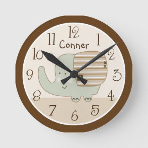 Horloge Ronde Serrure personnalisée Safari Sleepy Elephant